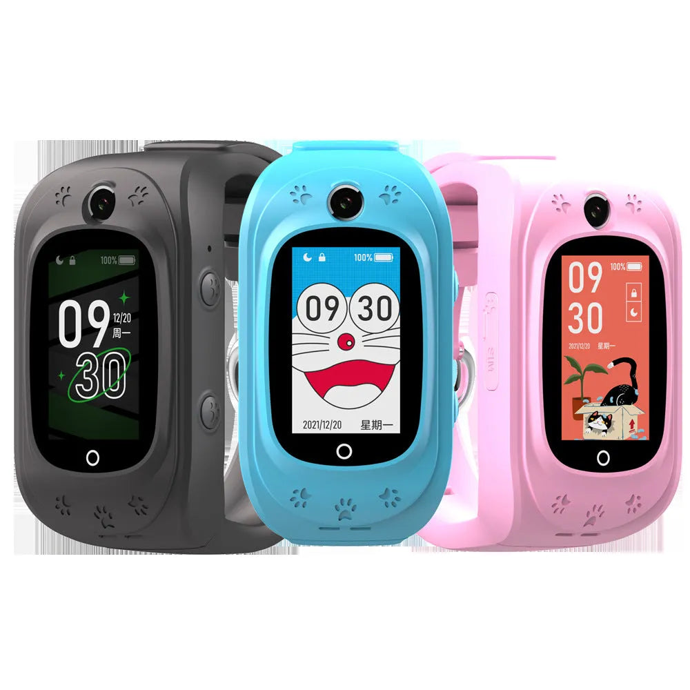 Children's multifunctional waterproof smart watch with touch screen in pink, blue or black