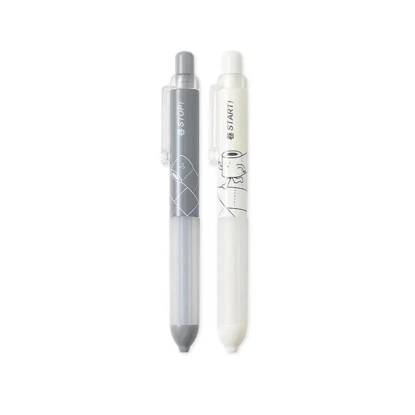 Black and white 0.5mm automatic pencil with a cloud grip, shown as a single unit and a two-piece set.