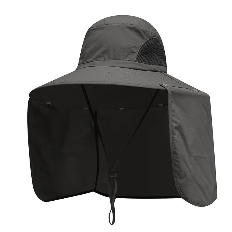 Fisherman hat with neck sun protection in quick-drying nylon fabric for outdoor summer use