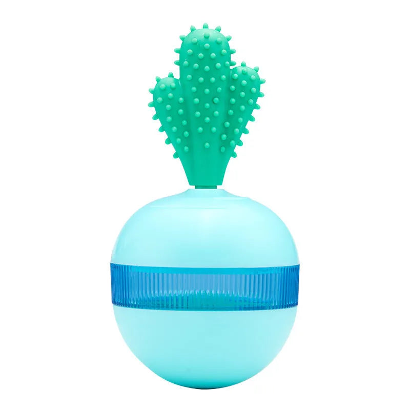 Blue durable rubber interactive treat dispensing ball dog toy