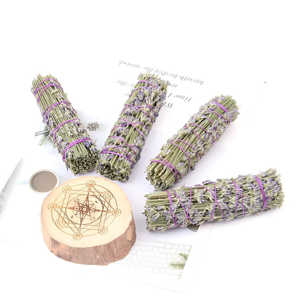 A 4-inch long lavender-scented dried flower aromatherapy stick for fresh air.