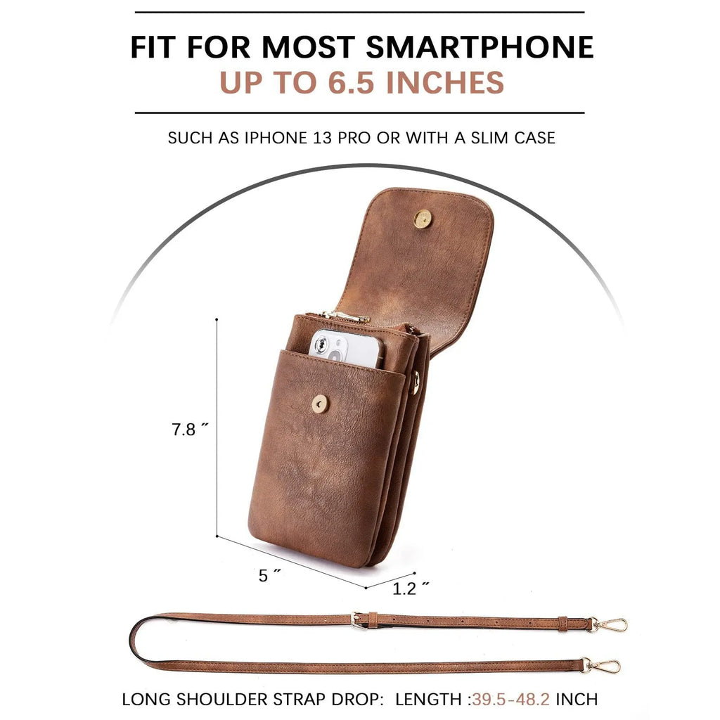 Men's PU leather square vertical messenger bag in brown with sandwich pocket and adjustable strap