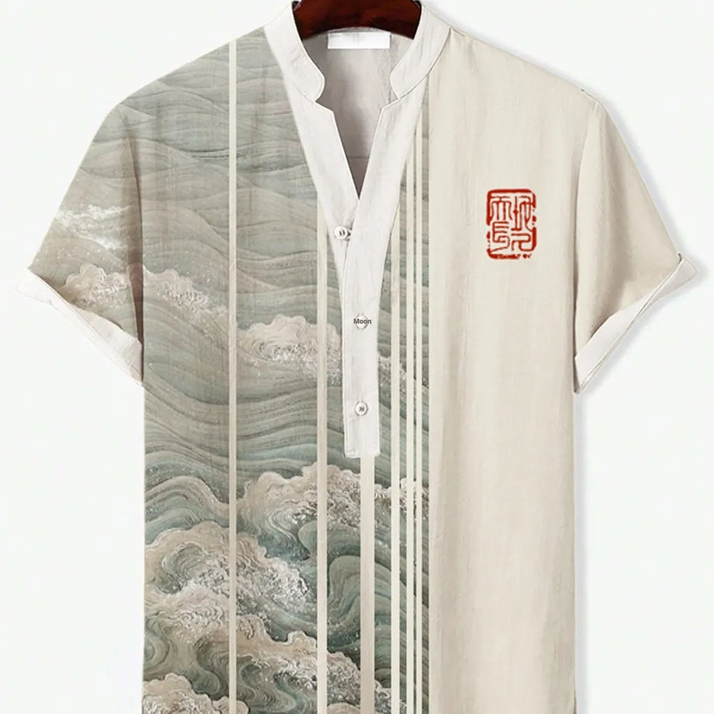Short sleeve shirt featuring a 3D digital animal print on polyester fabric.