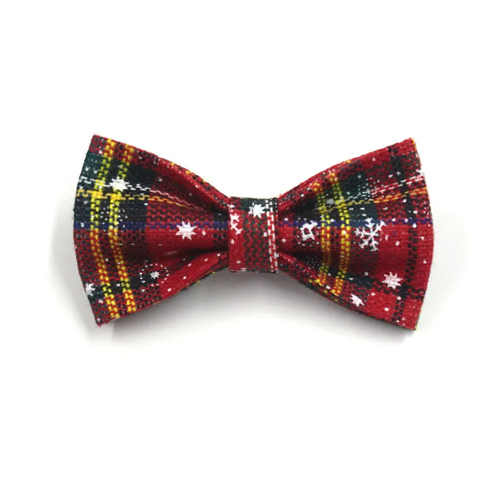 Red Christmas dog accessory set with collar, lead, bow, harness and waste bag in laser cut cloth