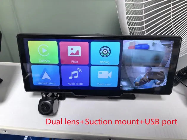 10.26-inch touch screen car navigation and dash cam with front and rear cameras