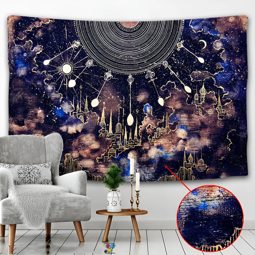 Nordic style polyester tapestry wall hanging with machine-woven construction
