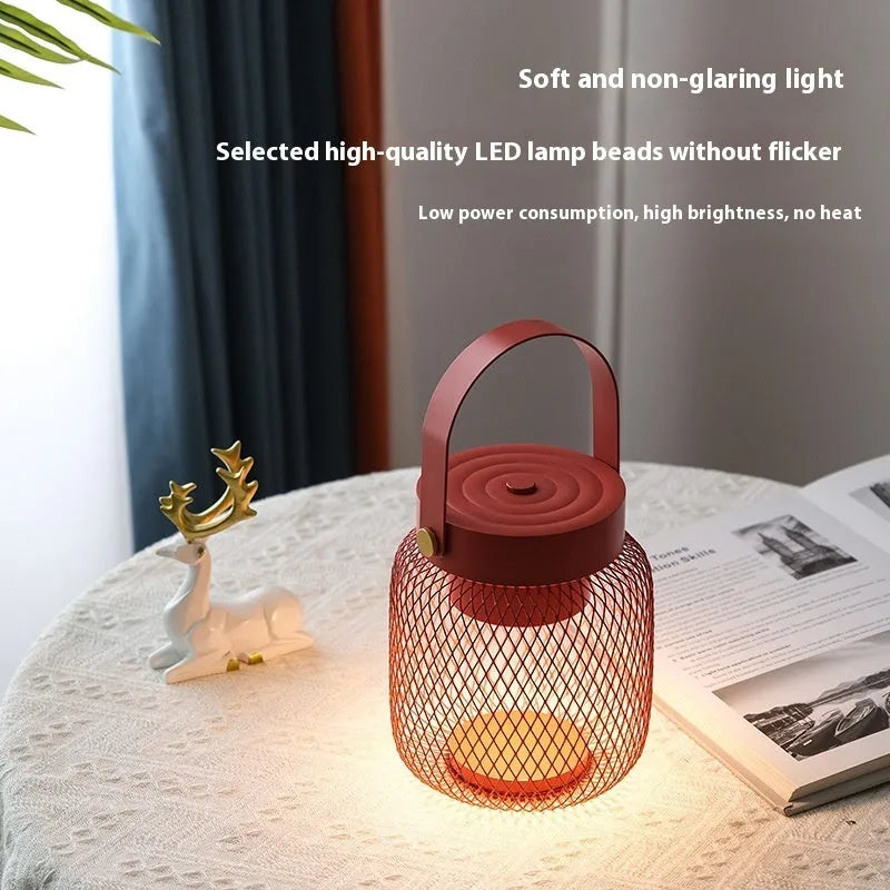 Red mini wall hanging night lamp with metal shade, touch switch, and 7W tricolour dimming