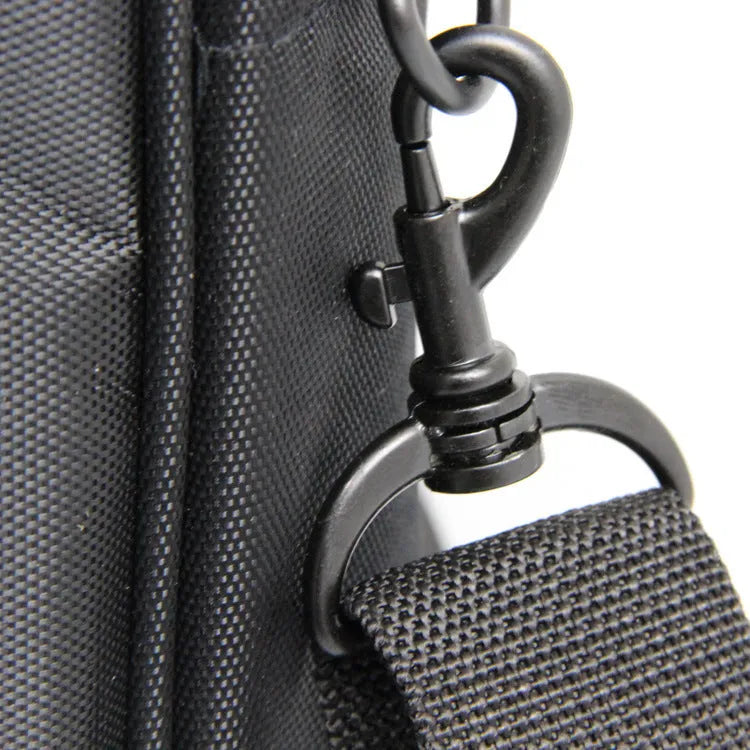 Black one shoulder computer bag in nylon, 14in 15in 17in sizes, with briefcase function and air cushion shock absorption