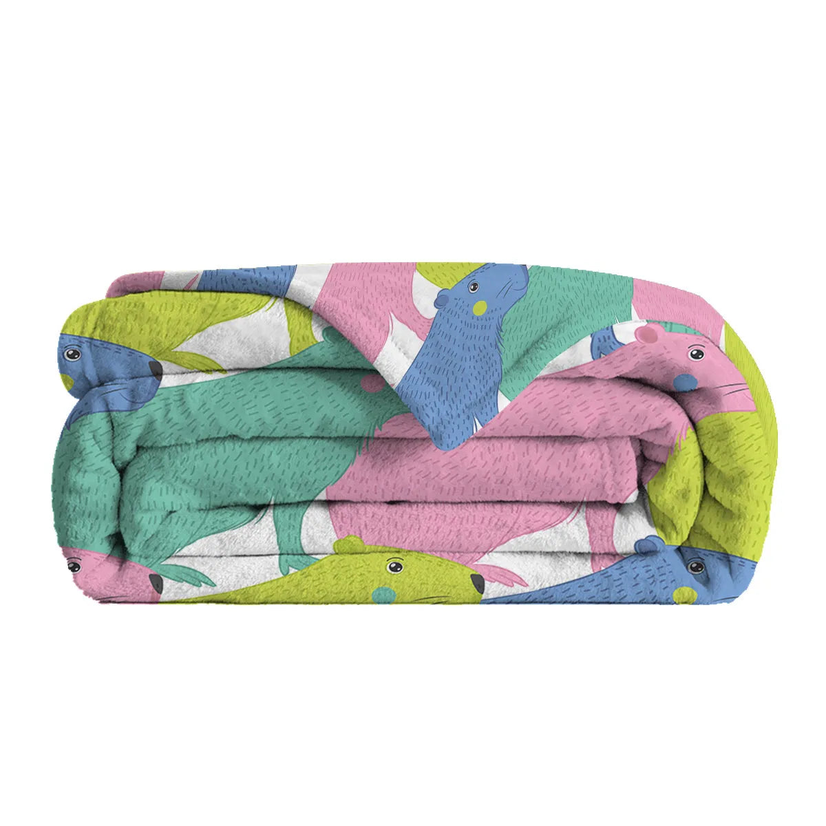 Pink flannel blanket with cartoon dolphin and pet theme pattern, 130x150cm size, soft throw