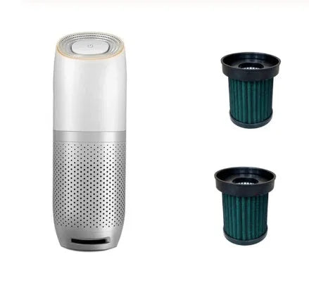 White car air purifier KQ-20 with HEPA and activated carbon filters, USB powered, cup holder design