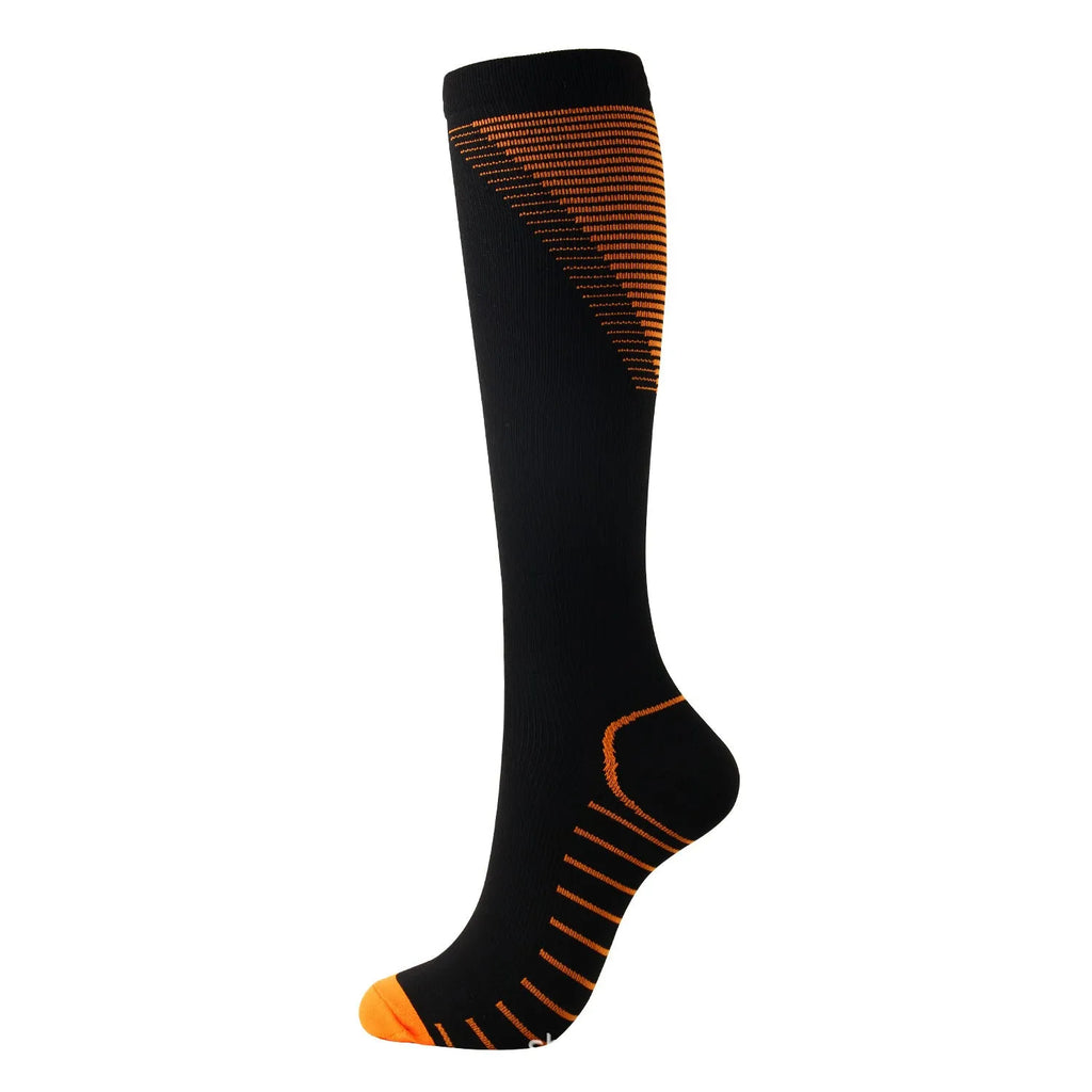 V-shaped compression socks in nylon-rich jacquard knit, middle tube height, six colours, sizes S/M and L/XL