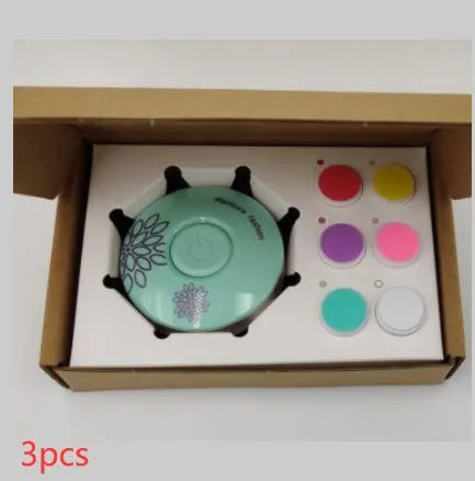 Red and green baby electric nail polisher sets with multiple grinding heads for infant and adult nail care.