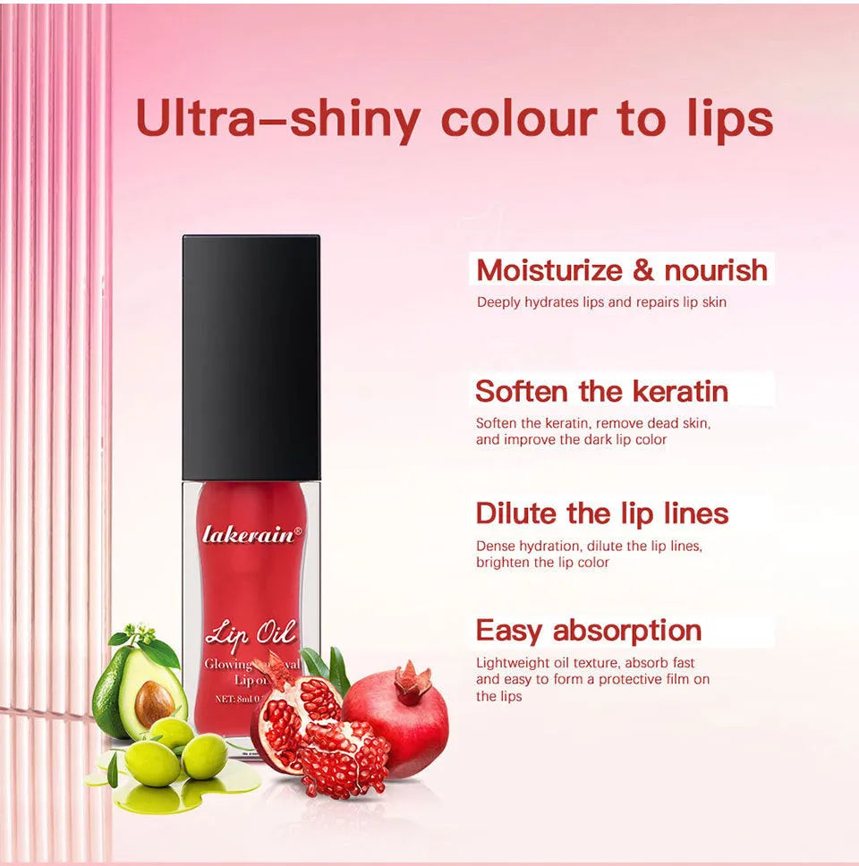 Lip gloss in seven colour variations including coral, clear, honey, jam, pink, red, and rose shades in 8ml foreign edition packaging