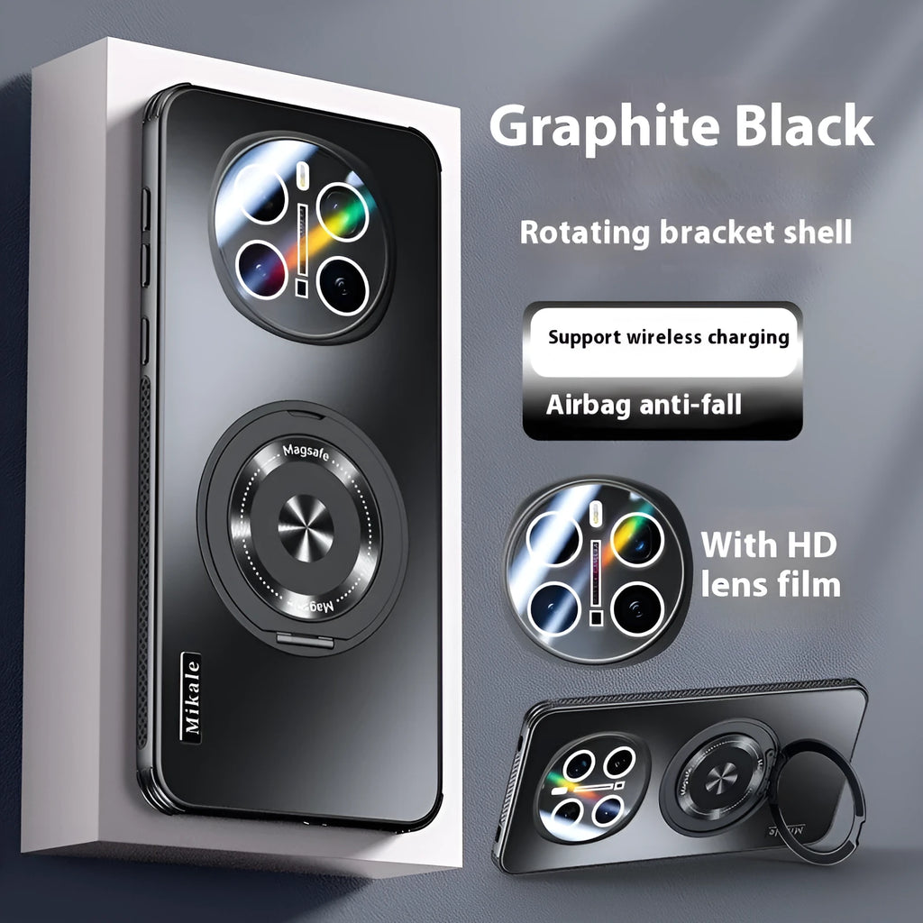 Cooling all-inclusive lens magnetic suction rotating bracket phone case in graphite black for Honor and Huawei models