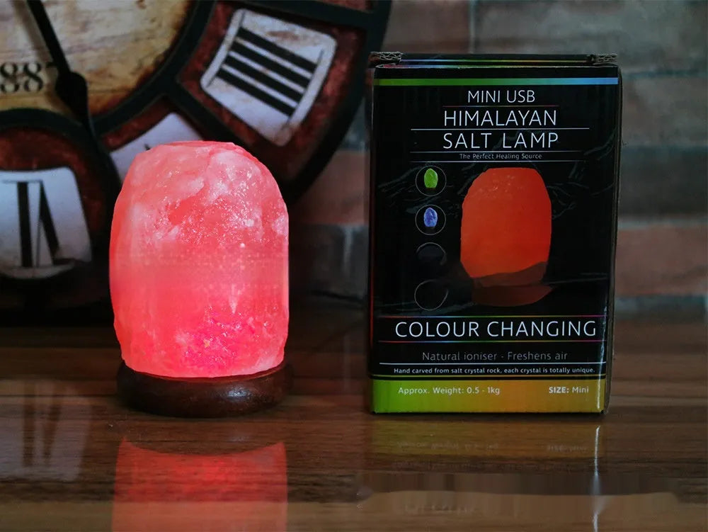 Crystal salt USB LED night lamp, 660 * 100mm, pink or white, colour changing or warm light