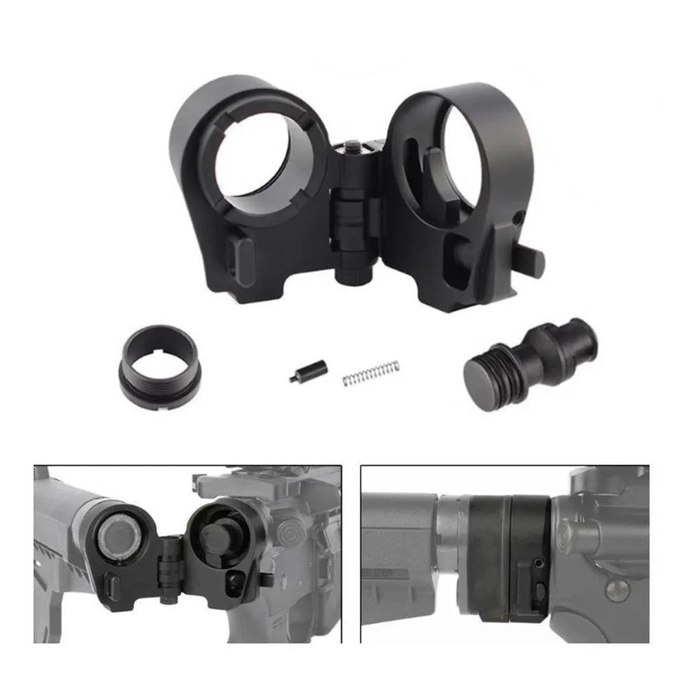 Gen 3 folding stock adapter for AR-15 and AR-10, aluminium, black, 160g, with low hinge and DLC finish
