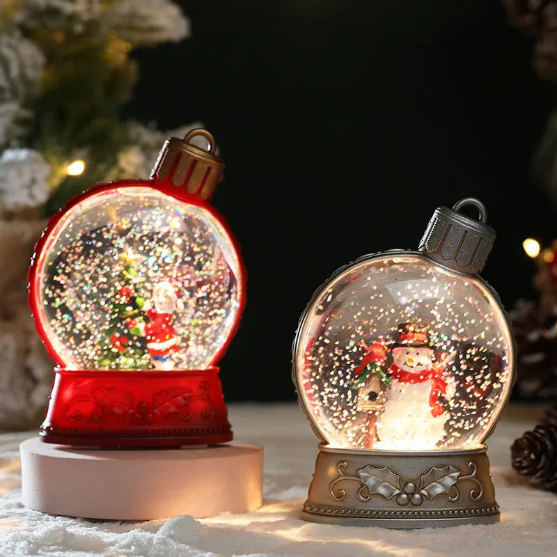 Four LED Christmas luminous simulation flame light decorations showing old man, snowman, child tree and angel designs