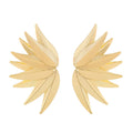 Alloy metal leaf silhouette earrings in white and gold colour options showing botanical jewellery design