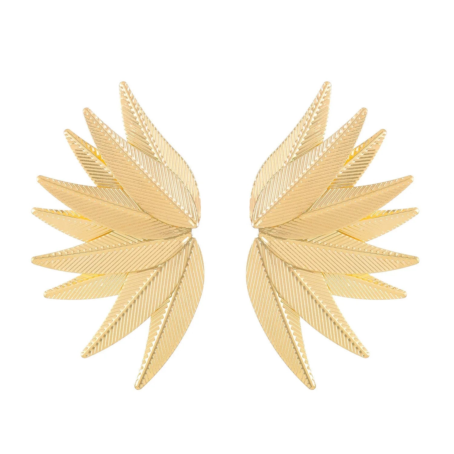 Alloy metal leaf silhouette earrings in white and gold colour options showing botanical jewellery design