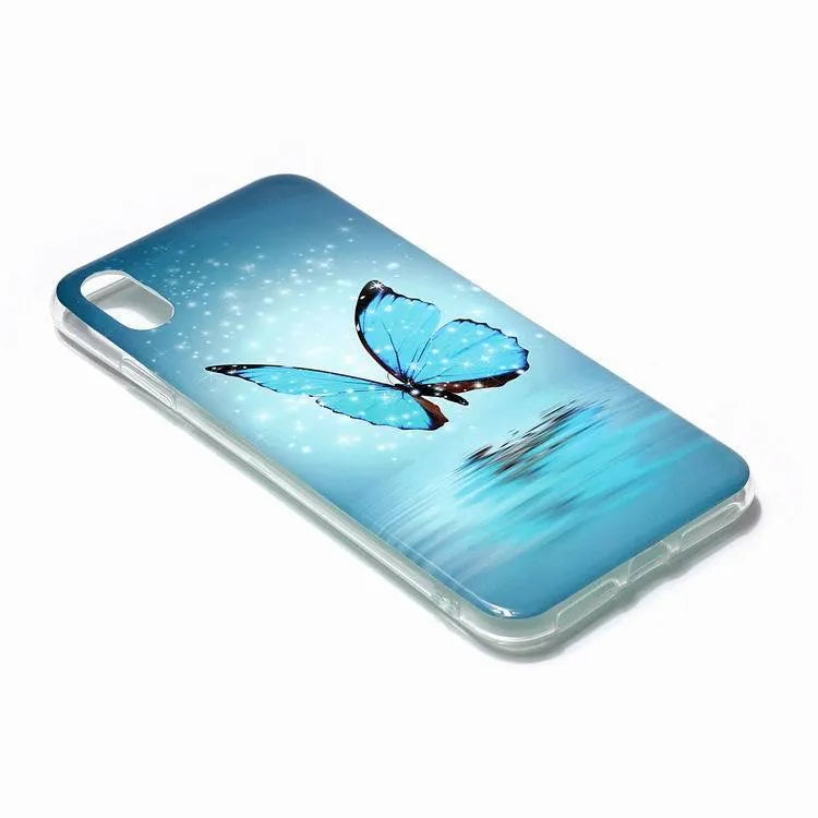 Luminous butterfly cartoon phone case for iPhone with glow-in-dark feature