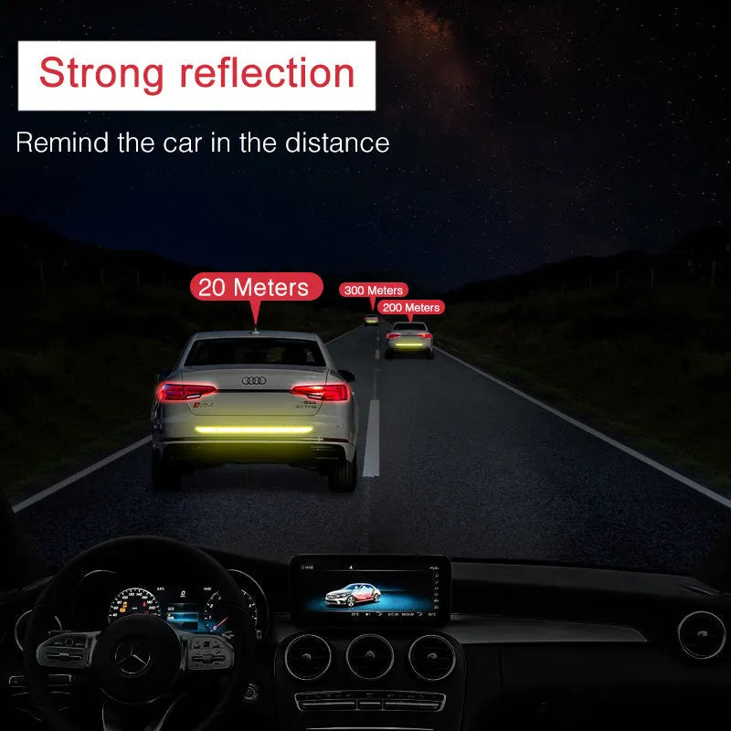 Rear trunk reflective sticker in blue colour with nano adhesive for night visibility
