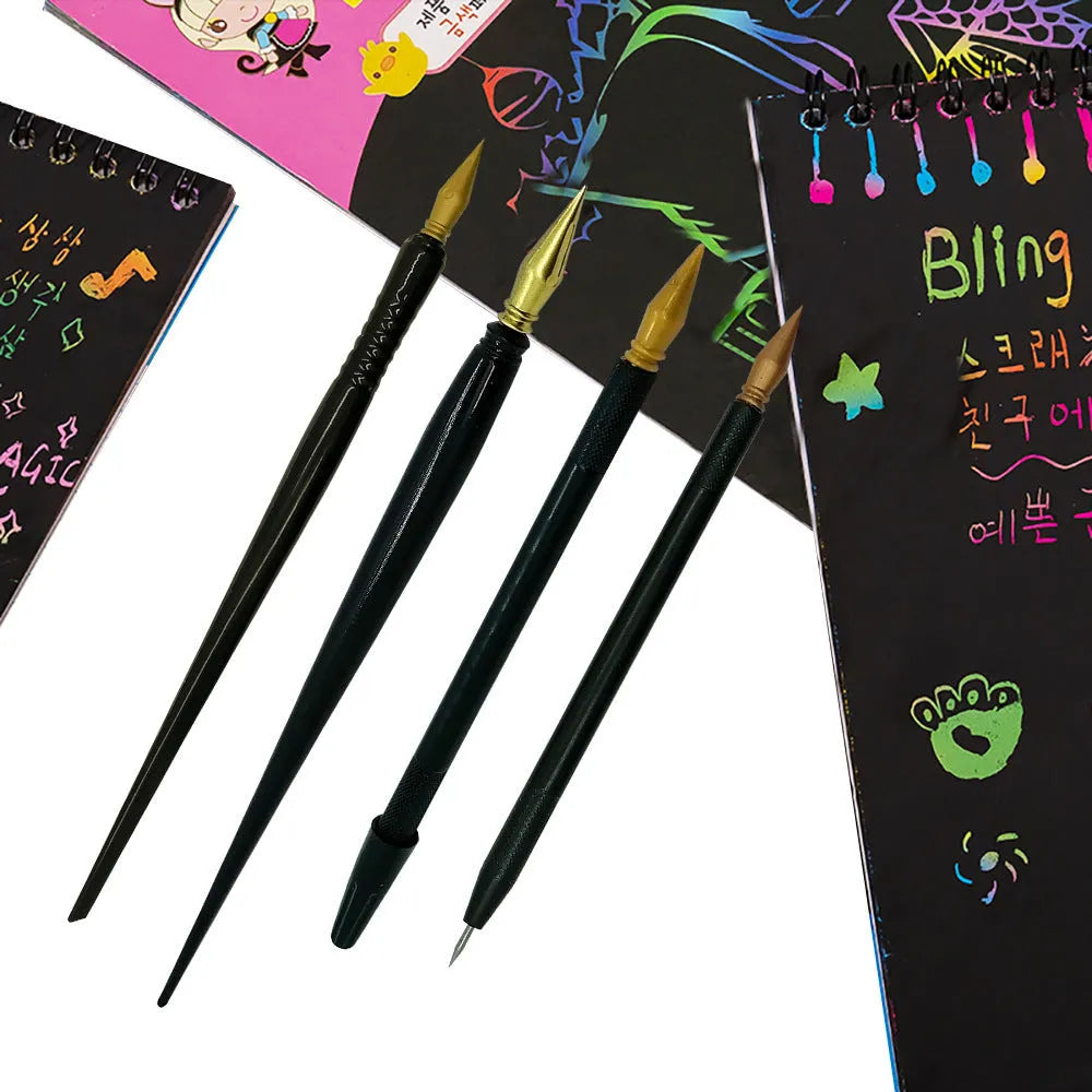 PS plastic scratch art pen for children's creative drawing projects