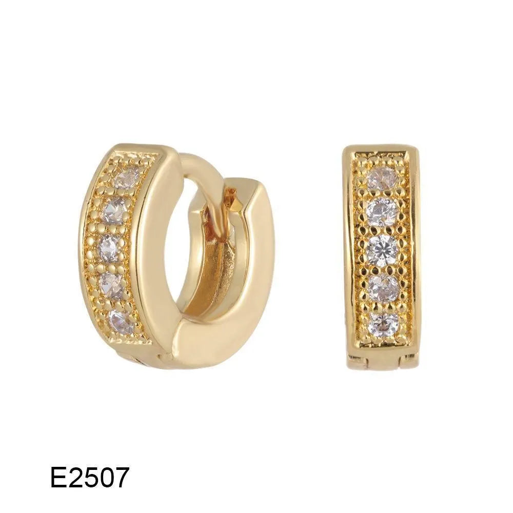 Brass gold plated heart shaped zircon ear clip earrings for women with non-pierced fitting