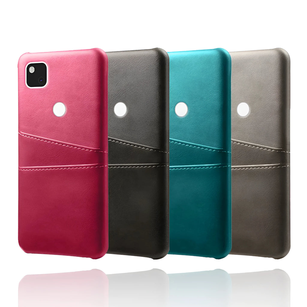 Nine colour options of PC leather phone case for Pixel 4a with card slots and oil-edge finish