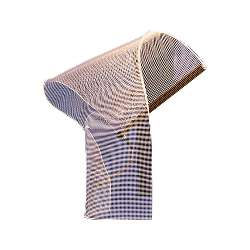 Acrylic irregular ribbon table lamp with warm light on bedside table 360x480mm