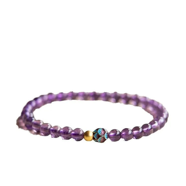 Nine purple lotus bracelet with Chinese student style retro design and mixed material construction