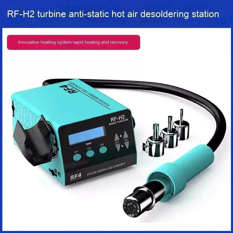 RF4H2 digital hot air gun with three nozzles and sleep handle rack for BGA chip repair