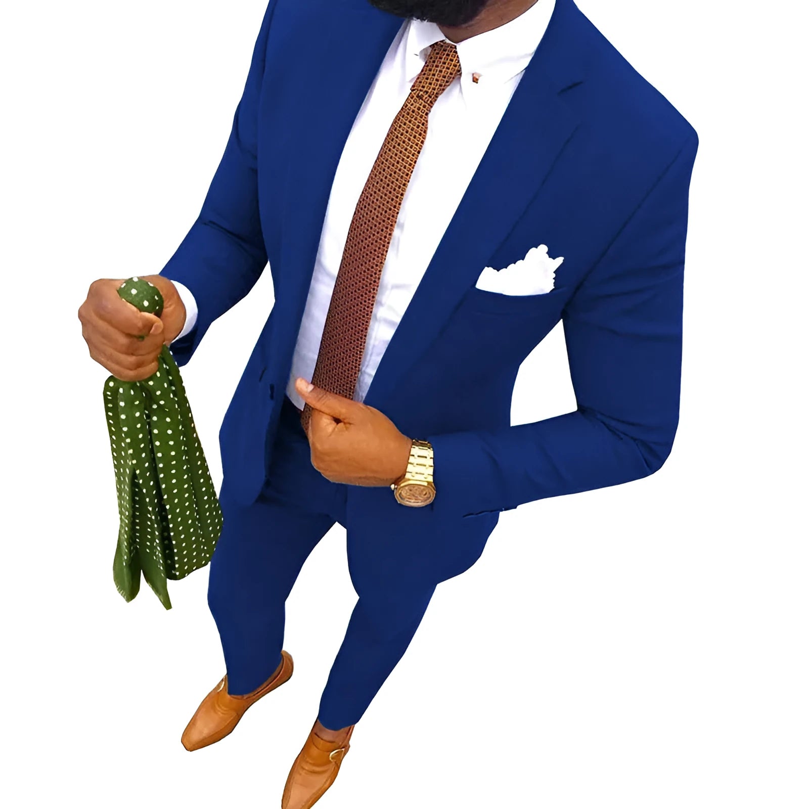 Men's cotton two-piece formal suit in multiple colours with jacket and trousers, available in sizes XXS to 7XL