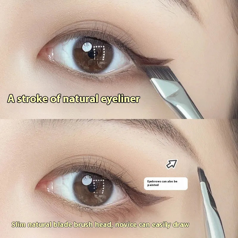 Round head concealer brush with artificial fibre bristles, 9cm long handle, straight flat head design