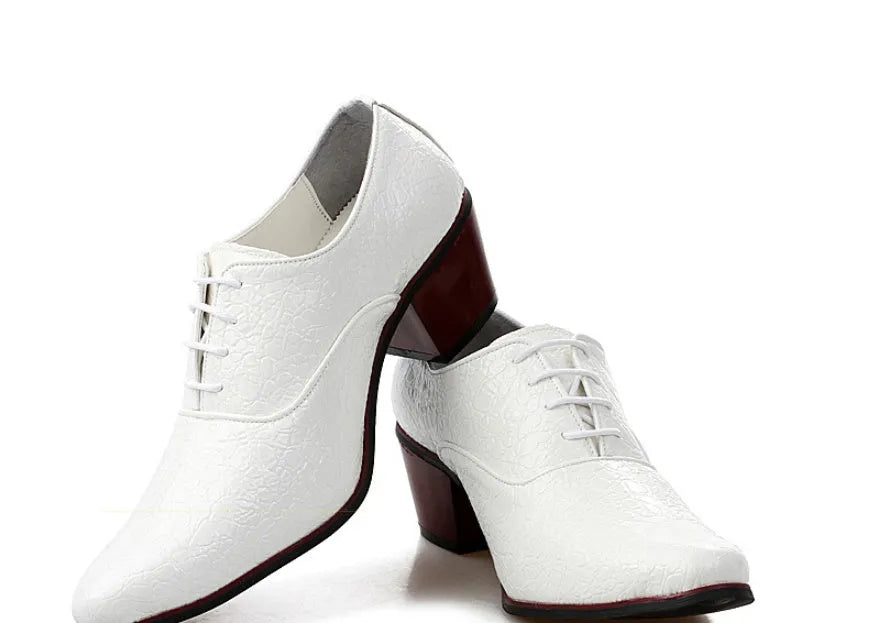 Men's pointed toe casual shoes with PU vamp and rubber sole in black, navy blue, red or white