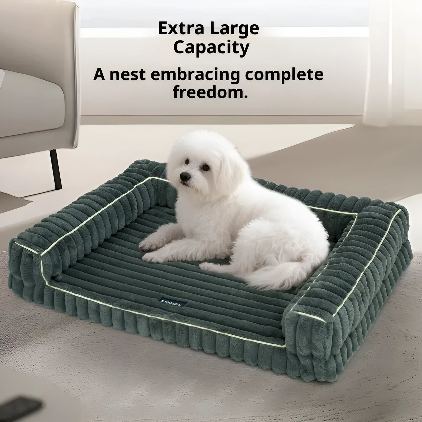 Corduroy cushion pet bed in dehaired angora fabric with removable cover for dogs
