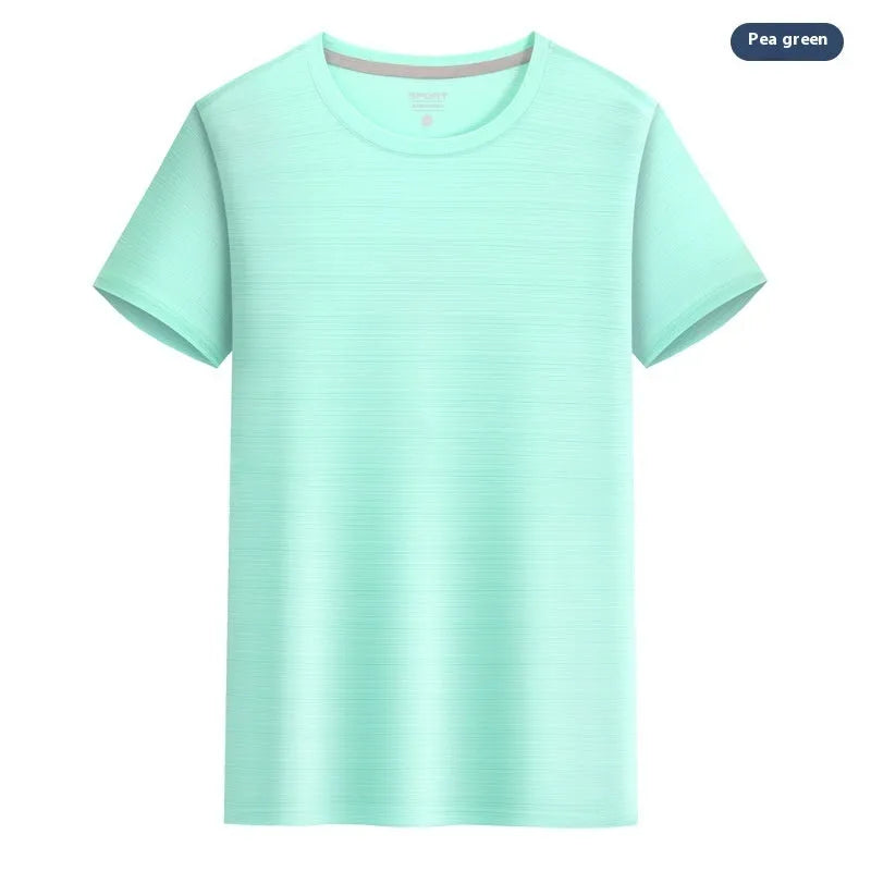 Crystal silk round neck T-shirt in polyester spandex fabric for leisure wear