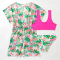 Girls' floral print two-piece swimsuit for swimming in sizes 130cm to 160cm.