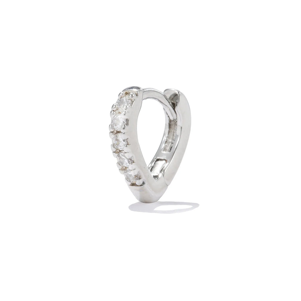 Geometrical heart-shaped gold and white gold electroplated copper ear clip for women.