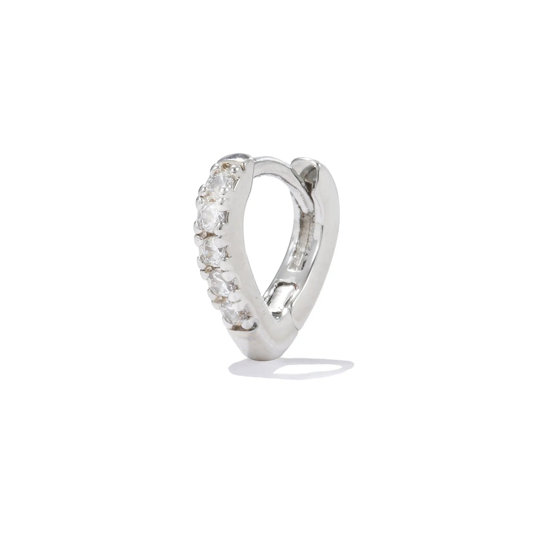 Geometrical heart-shaped gold and white gold electroplated copper ear clip for women.