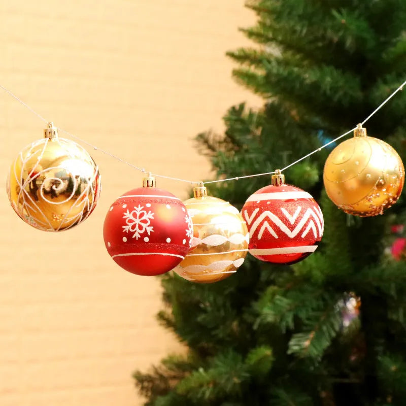Hand-painted 6cm Christmas tree baubles in gold, red, blue and rose gold colours