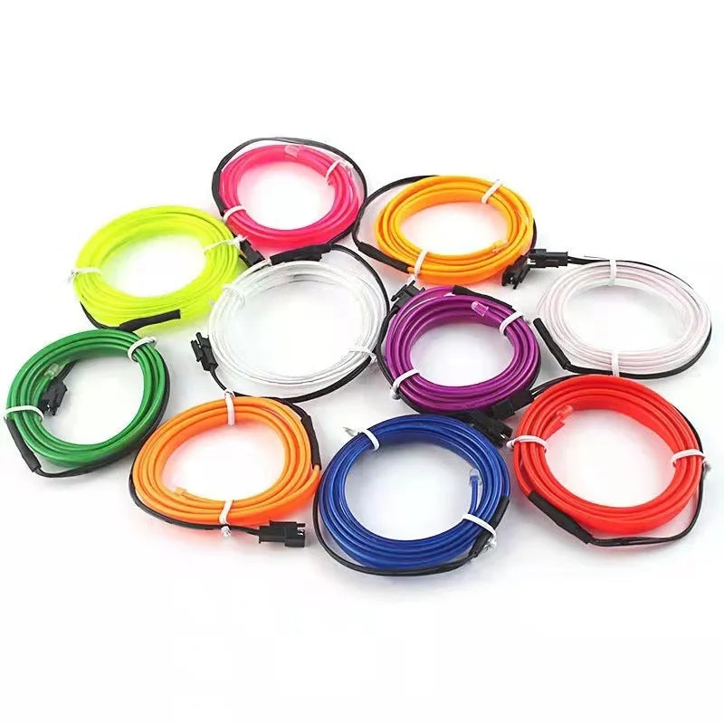 6 metre car ambient light USB LED cable showing colour options for vehicle interior installation