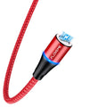 Magnetic USB-C fast charging data cable with side indicator light in black, red, or silver
