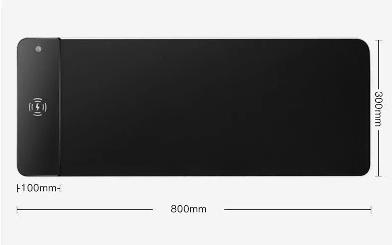 Wireless charging RGB luminous mouse pad 300x800x4mm rubber cloth construction with 10W charging and data cable