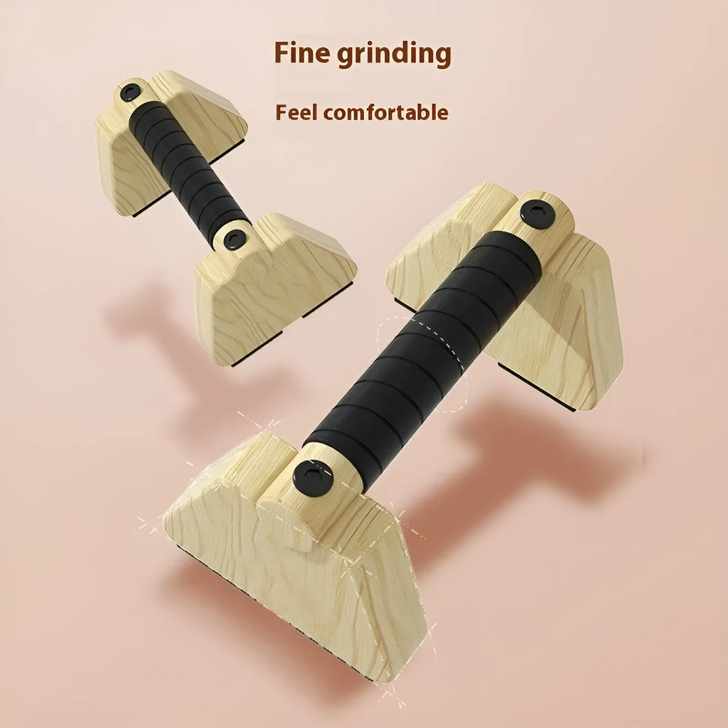 Pair of nordic beech wood push-up stands angled on floor, 95 x 200 x 105mm each, Russian-style design