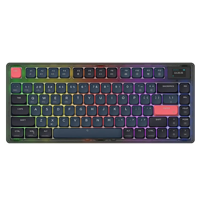 Ajazz AK832PRO three-mode mechanical keyboard with colour screen in green or tea colour options