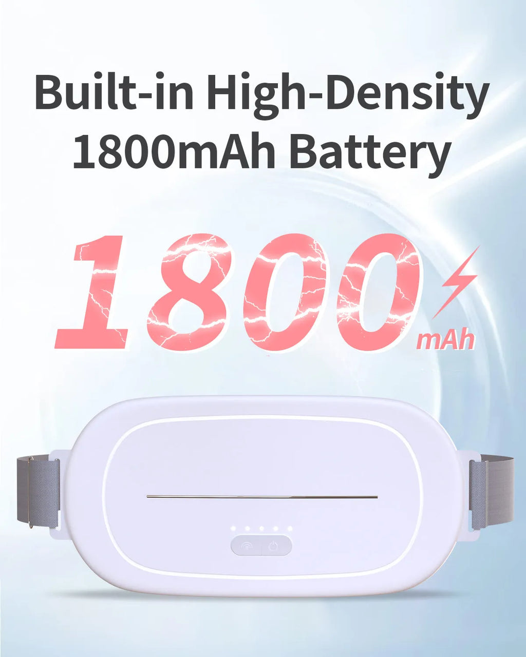 White single-use uterine warming adhesive device with battery for lower abdomen heat therapy.