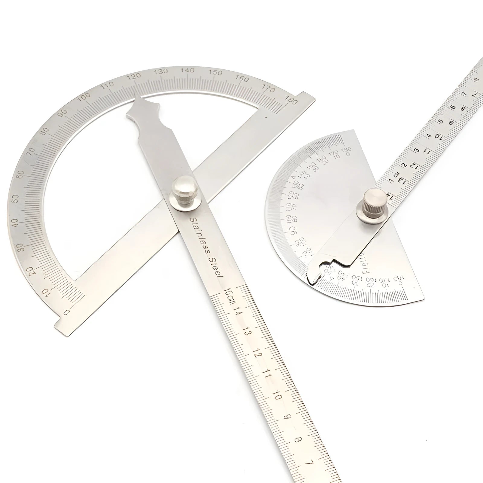 Adjustable protractor with angle measurement scale and ruler