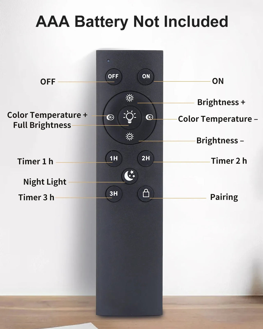 Black LED floor table lamp with plastic shade, three-colour dimming and infrared remote control, 24V