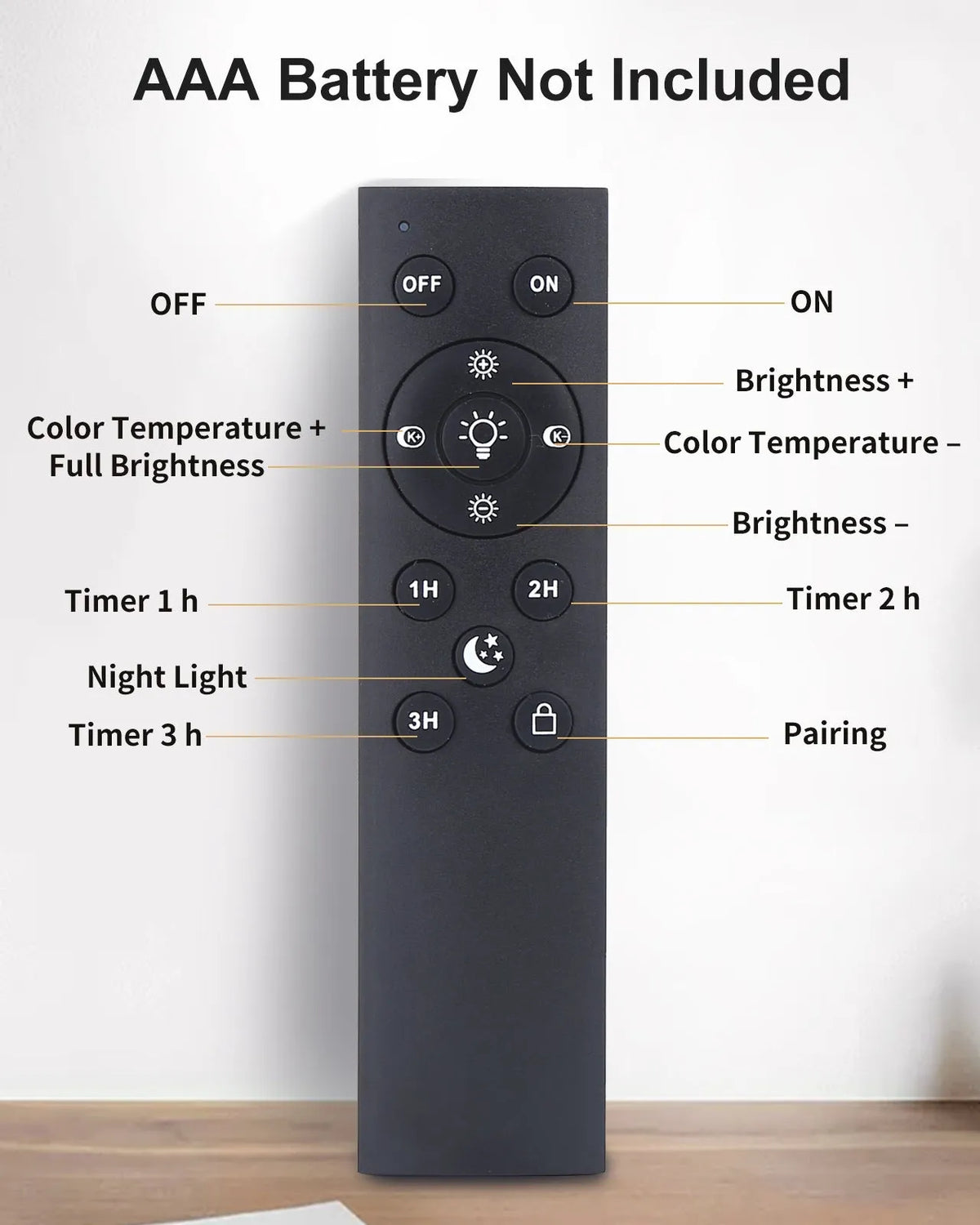 Black LED floor table lamp with plastic shade, three-colour dimming and infrared remote control, 24V