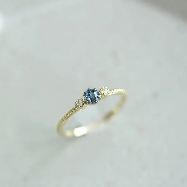ROMAD ocean blue rhinestone ring women gold silver alloy simple bohemian finger ring on finger